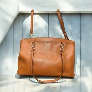 RARE COLOR! COACH Christie Carryall Satchel Crossgrain Leather w/Zipper Pockets